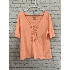 Old Navy | Orange Creamsicle Striped Ruffled Henly Tee XL